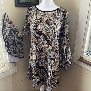 Ryan Michelle Paisley Bell Sleeve Dress M